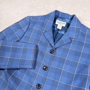 Vintage Pendleton Blazer Jacket 100% Virgin Wool Blue Size 6 Petite Preppy Y2K